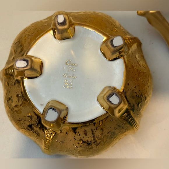 Mid-Centry Modern 22 Karat Gold Ceramic Footed Candy Dish - Picture 10 of 11